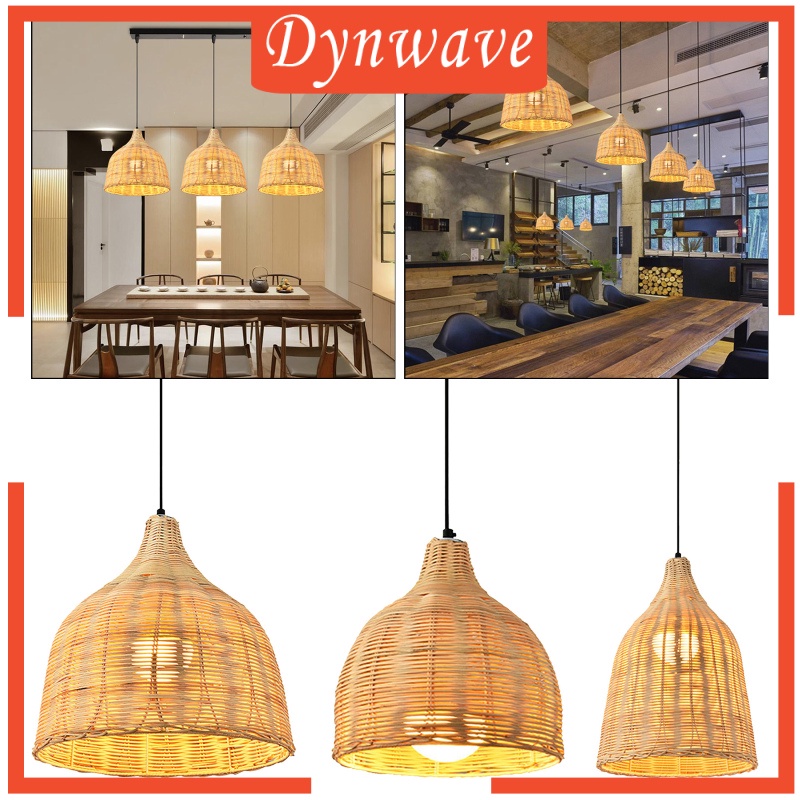 [DYNWAVE] Weave Rattan Ceiling Pendant Light Fixtures Hotel Bar Chandeliers