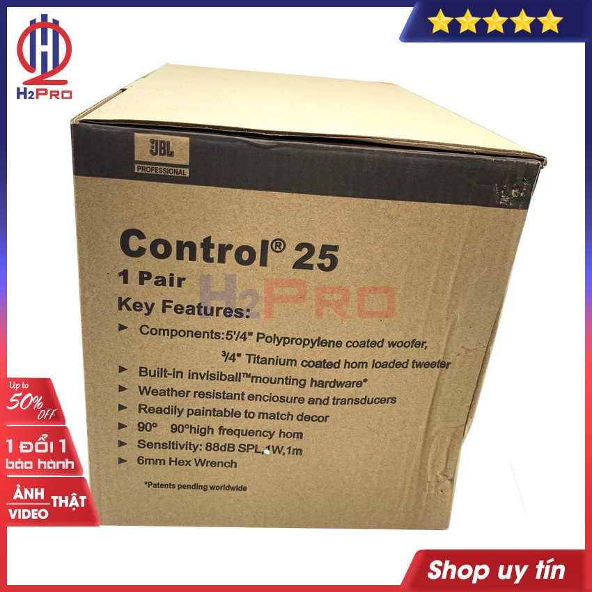 Đôi loa lời karaoke, loa lời JBL Control 25 Bass 14cm-150W-8 ôm cao cấp cho quán cafe,spa (tặng cặp giá treo)-Shop h2pro