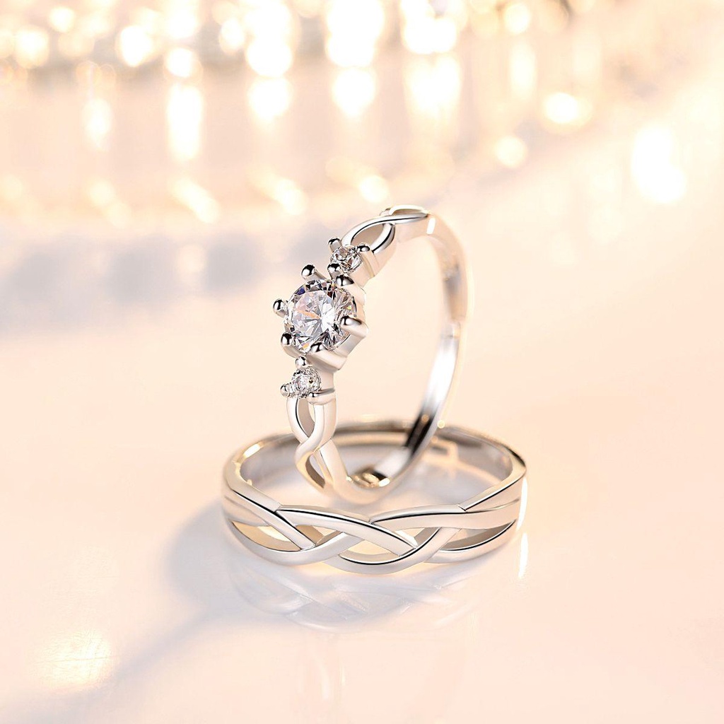 Set 2 Nhẫn Cưới Sáng Tạo Có Thể Điều Chỉnh Kích Cỡ
