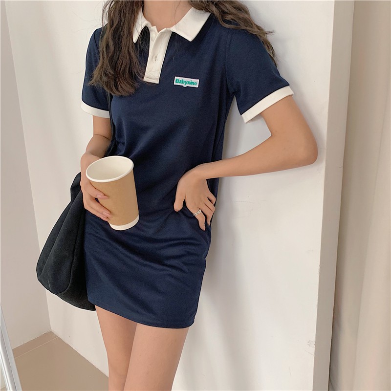 Đầm tay ngắn có cổ và họa tiết thêu theo phong cách Hàn Quốc Xiaozhainv | BigBuy360 - bigbuy360.vn