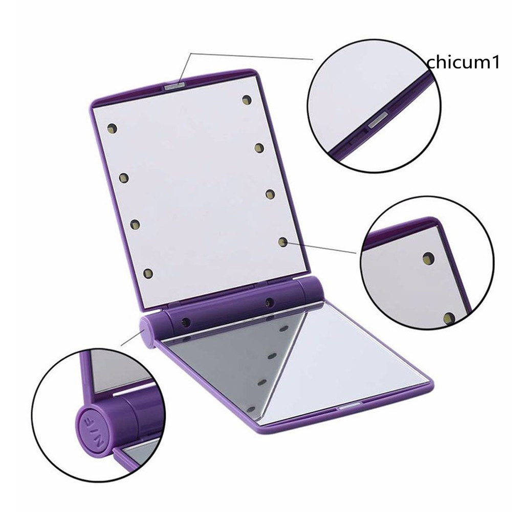 Gương Trang Điểm Gắn 8 Đèn Led Gấp Gọn Tiện Dụng