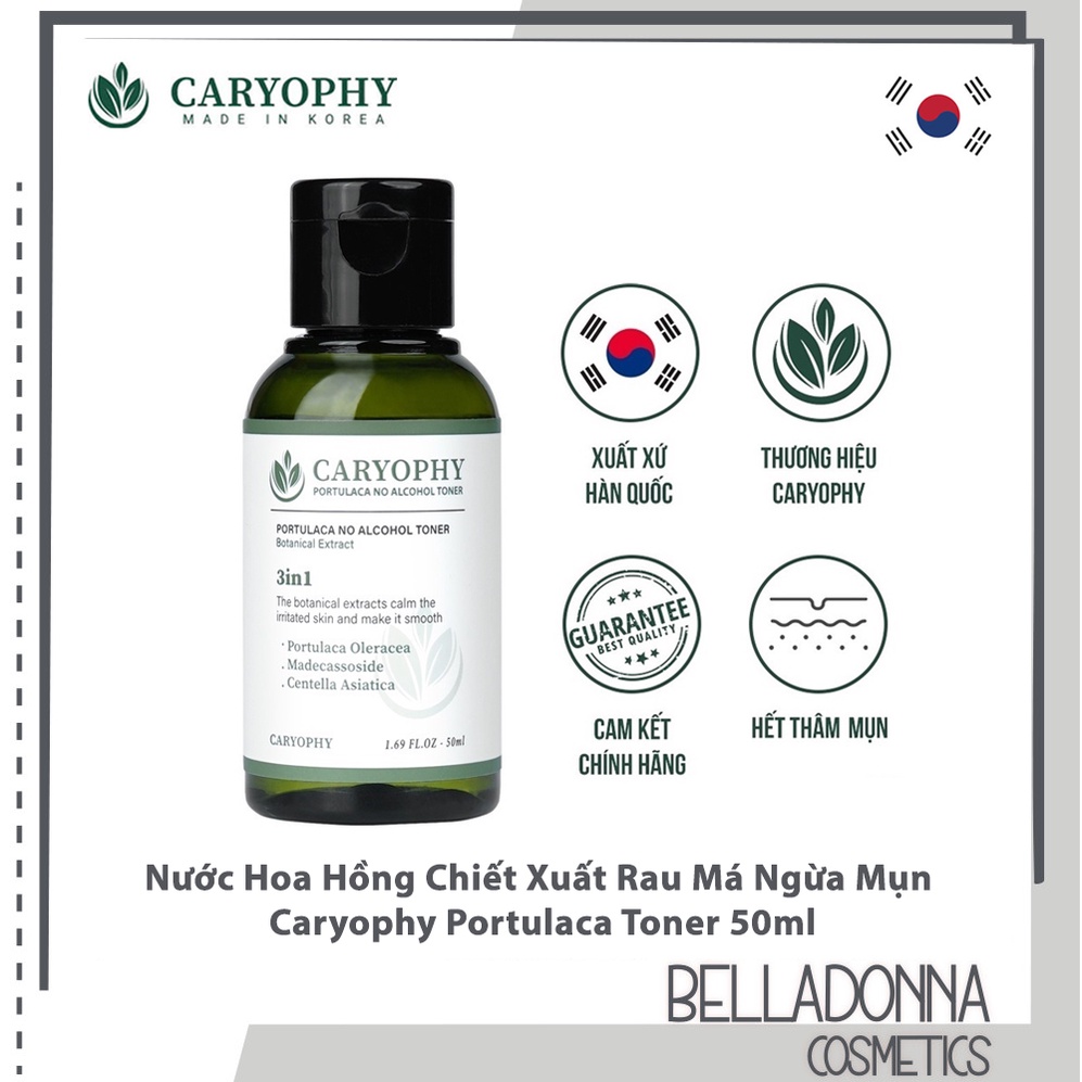 Nước Hoa Hồng Chiết Xuất Rau Má Ngừa Mụn Caryophy Portulaca Toner 50ml