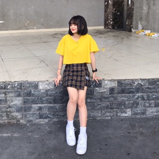 Chân váy caro vàng xinh