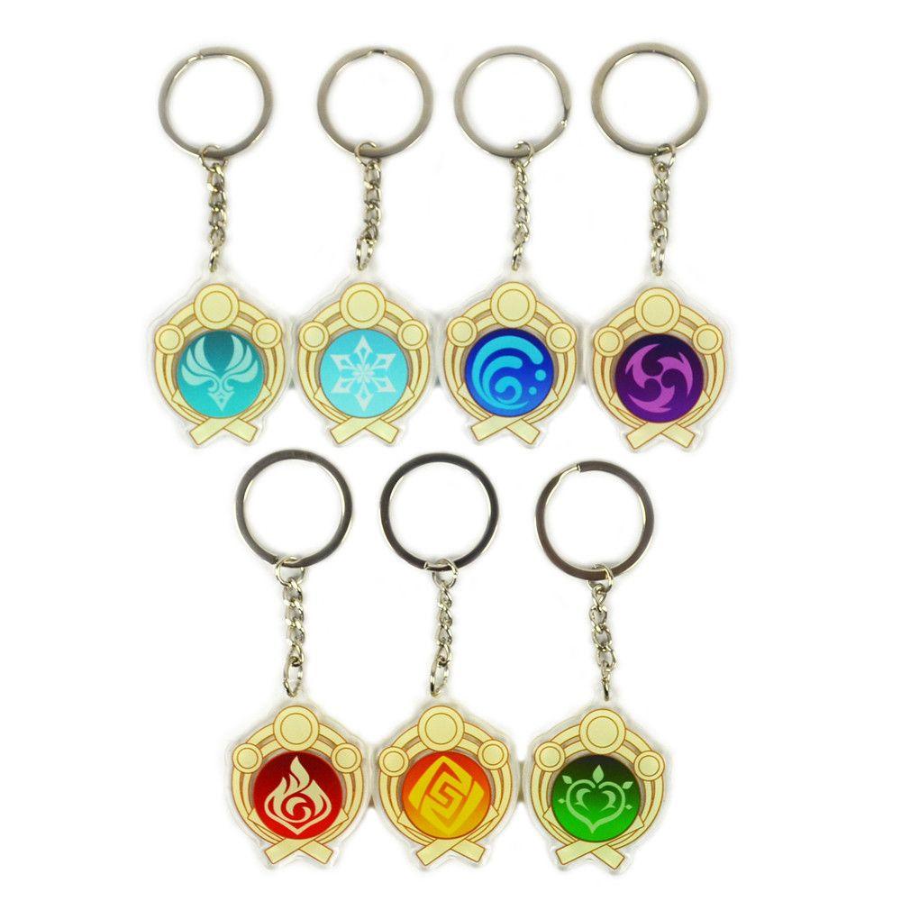 RAINBOW Acrylic Anime Keychain God's Eye Bag Accessories Bag Pendant Genshin Impact Mondstadt Liyue Fashion Element Vision Ornaments