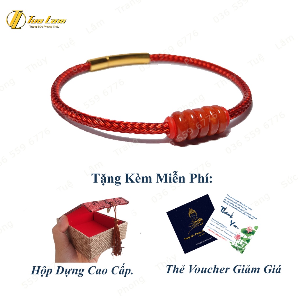 Vòng tay ngũ điếu tài lộc phú quý màu đỏ cam hợp mệnh hỏa thổ mang lại may mắn - Tuệ Lâm