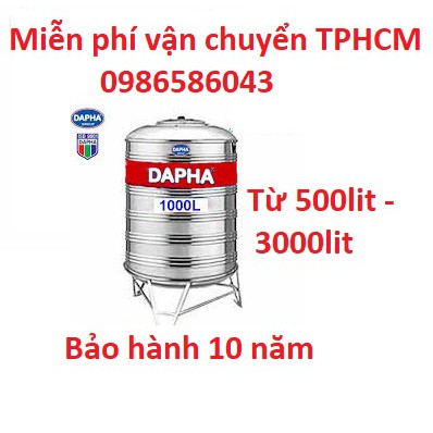 Bồn nước đứng inox Dapha ANPHA từ 500LIT - 3000LIT SUS304 bảo hành 10 năm