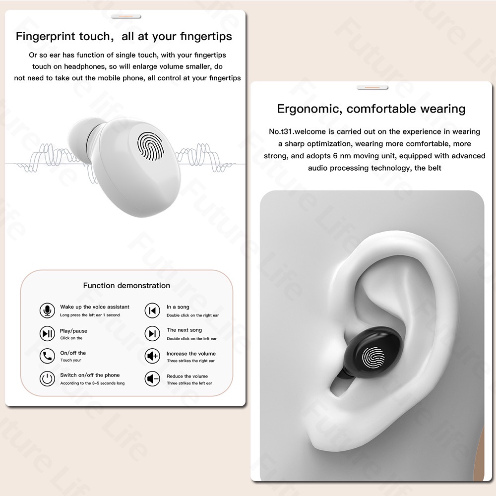 Tai nghe bluetooth 5.1 không dây âm thanh nổi 9D HD tích hợp đèn led màn hình điều khiển