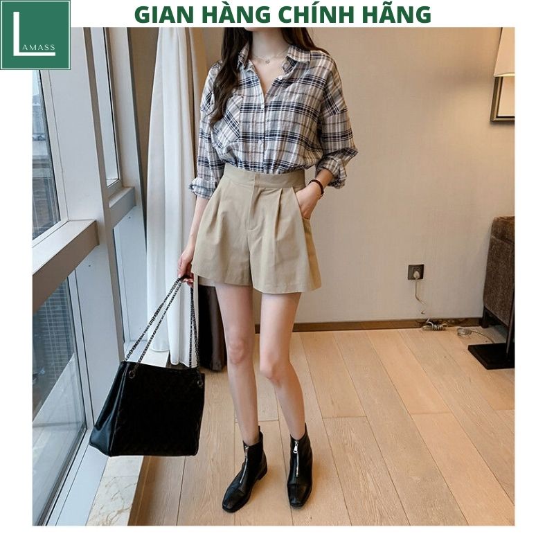 Quần short vải nữ 3 mầu kiểu dáng công sở ulzzang vintage hàn quốc -LAMASS