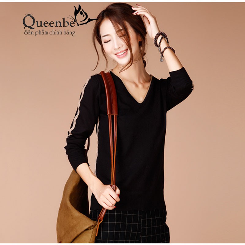 Áo kiểu nữ cổ tim áo len nữ dài tay Queenbe GLA241 Cuocsongvang