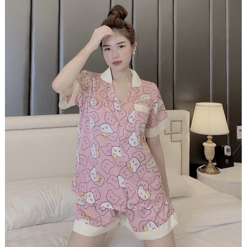 [HÀNG CAO CẤP]💖Bộ Lụa Pijama Áo Cộc-Quần Sooc🌸Chất Liệu Lụa Latin Mát Lịm | BigBuy360 - bigbuy360.vn