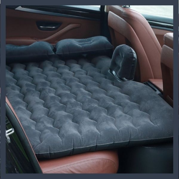 Đệm hơi ô tô hàng dày, nệm hơi ô tô cao cấp chất nhung êm mịn, đệm hơi du lịch tiện lợi tặng Kèm Bơm Điện 12V và 2 Gối