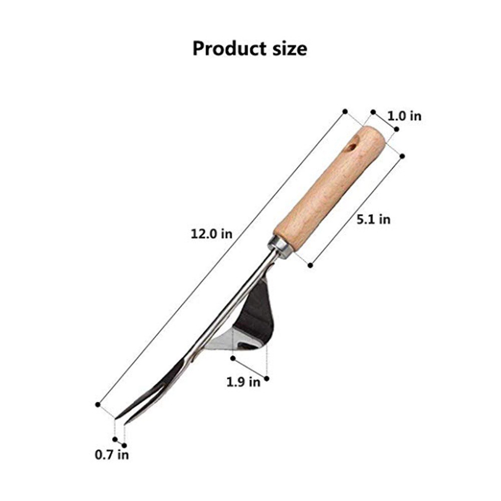 Dụng cụ nhổ cỏ dại bằng thép không gỉ tay cầm gỗ đa năng tiện dụng