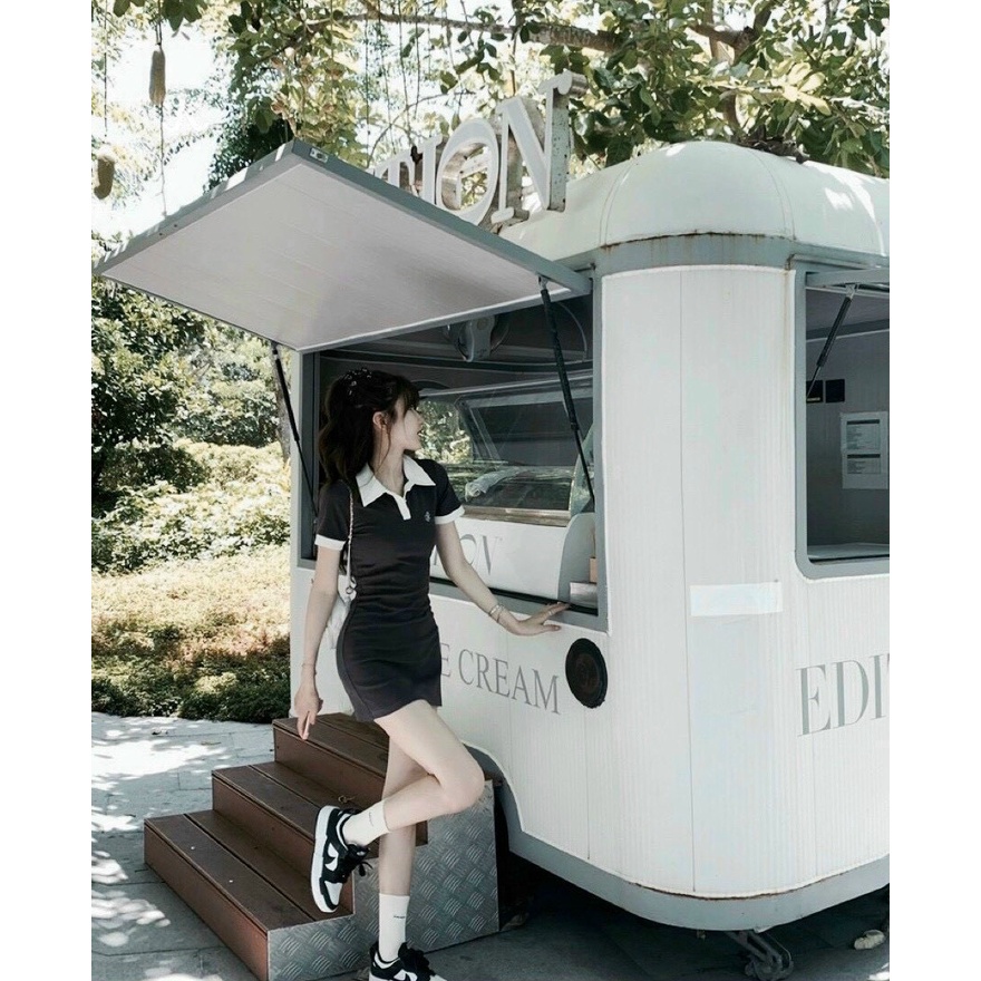 đầm body thun borip cổ trụ ngắn tay