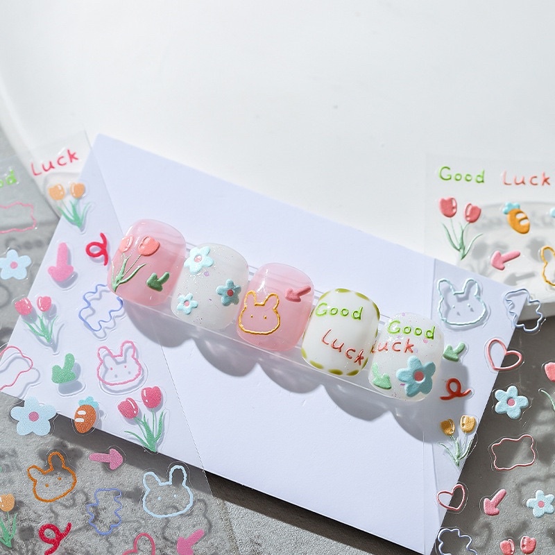 Tổng hợp sticker hoa lá ,bánh kẹo ,con vật ..nổi 3d dán trang trí móng