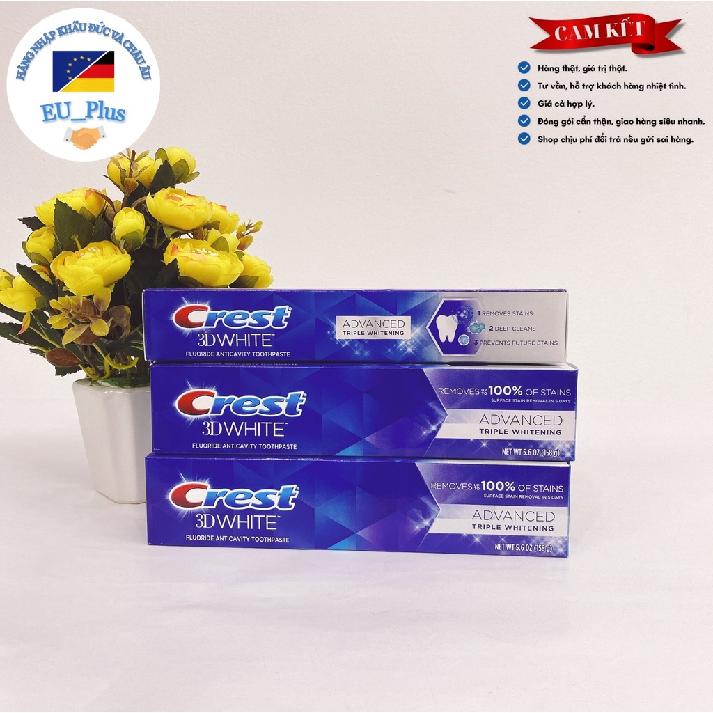 Kem đánh răng Crest 3D white 158g vị bạc hà - Mỹ - Mint - 158g
