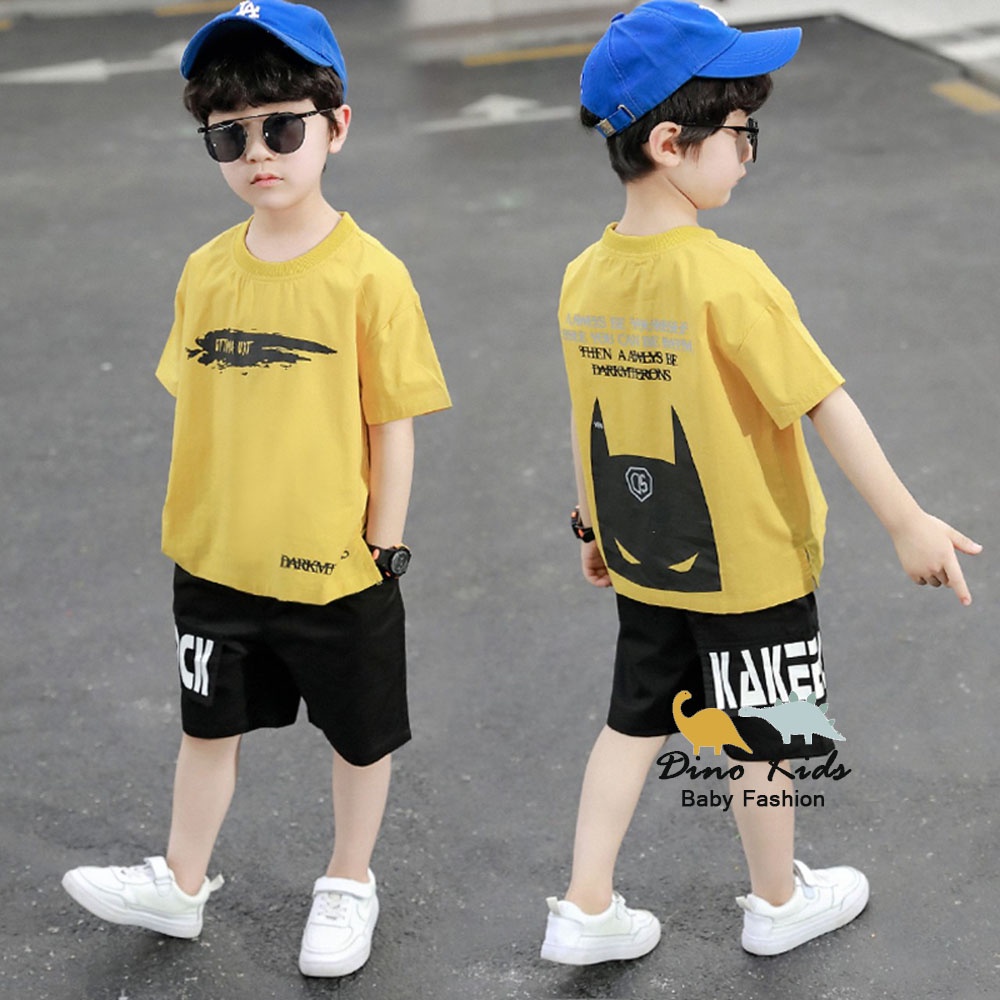 Bộ cộc tay bé trai, bộ quần áo cotton họa tiết Batman 3 màu cho bé