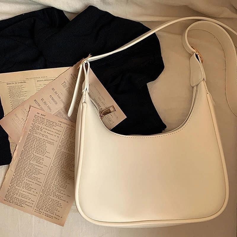 Túi da đeo chéo kẹp nách hai màu đen trắng basic phong cách Hàn Quốc 2021 túi đeo chéo nữ túi xách nữ túi đeo vai | BigBuy360 - bigbuy360.vn