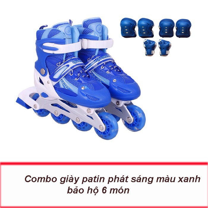 [ HÀNG CHÍNH HÃNG ] Combo giày patin phát sáng + bảo hộ patin( mũ+phụ kiện bảo hộ đủ bộ)