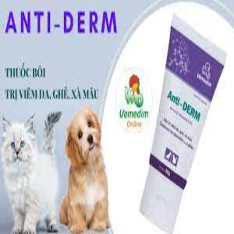 Kem bôi viêm da, ghẻ, xà mâu cho chó mèo Anti Derm chống tiết bả nhờn mau lành vết thương mau mọc lông tuýt  50g