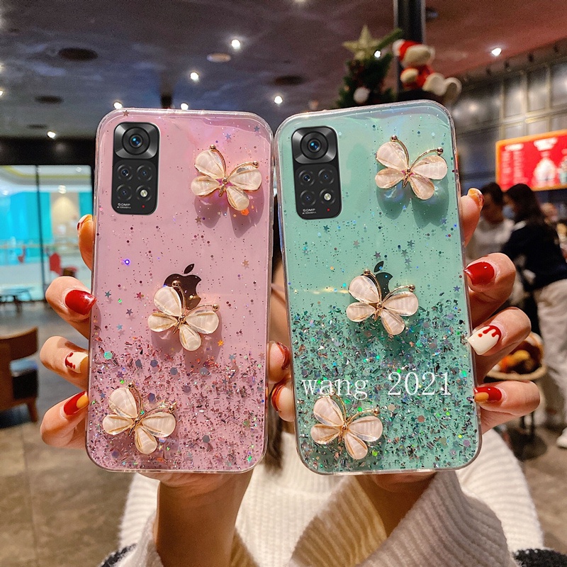 Ốp Điện Thoại Mềm Hình Bướm Kim Tuyến Nhiều Màu Sắc 2022 Cho Xiaomi Redmi Note 11 / Note 11S / Note 11 Pro 5G 4G