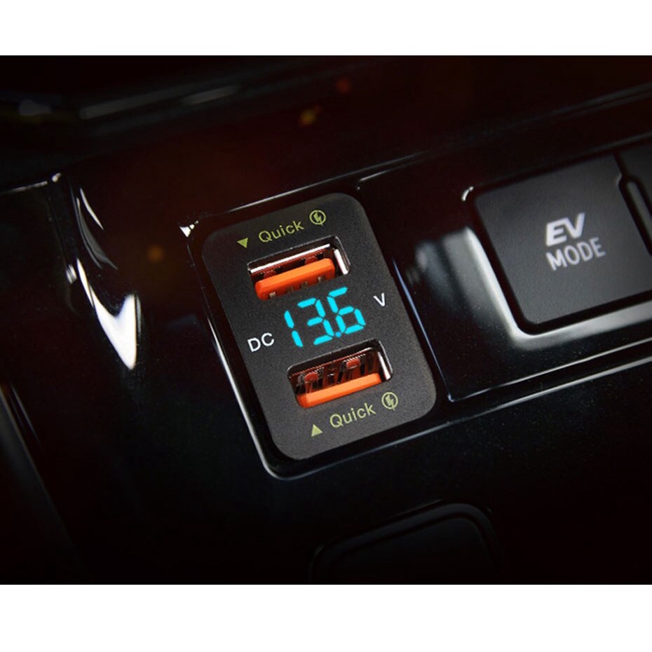 Bộ sạc ô tô USB kép SEAMETAL QC3.0 36W sạc nhanh cho dòng xe Toyota vôn kế DC 12V / 24V