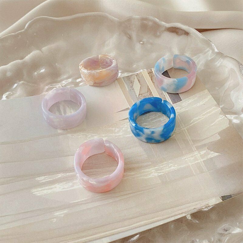 Bộ 5 / 10 Nhẫn Nhựa Acrylic Trong Suốt Nhiều Màu