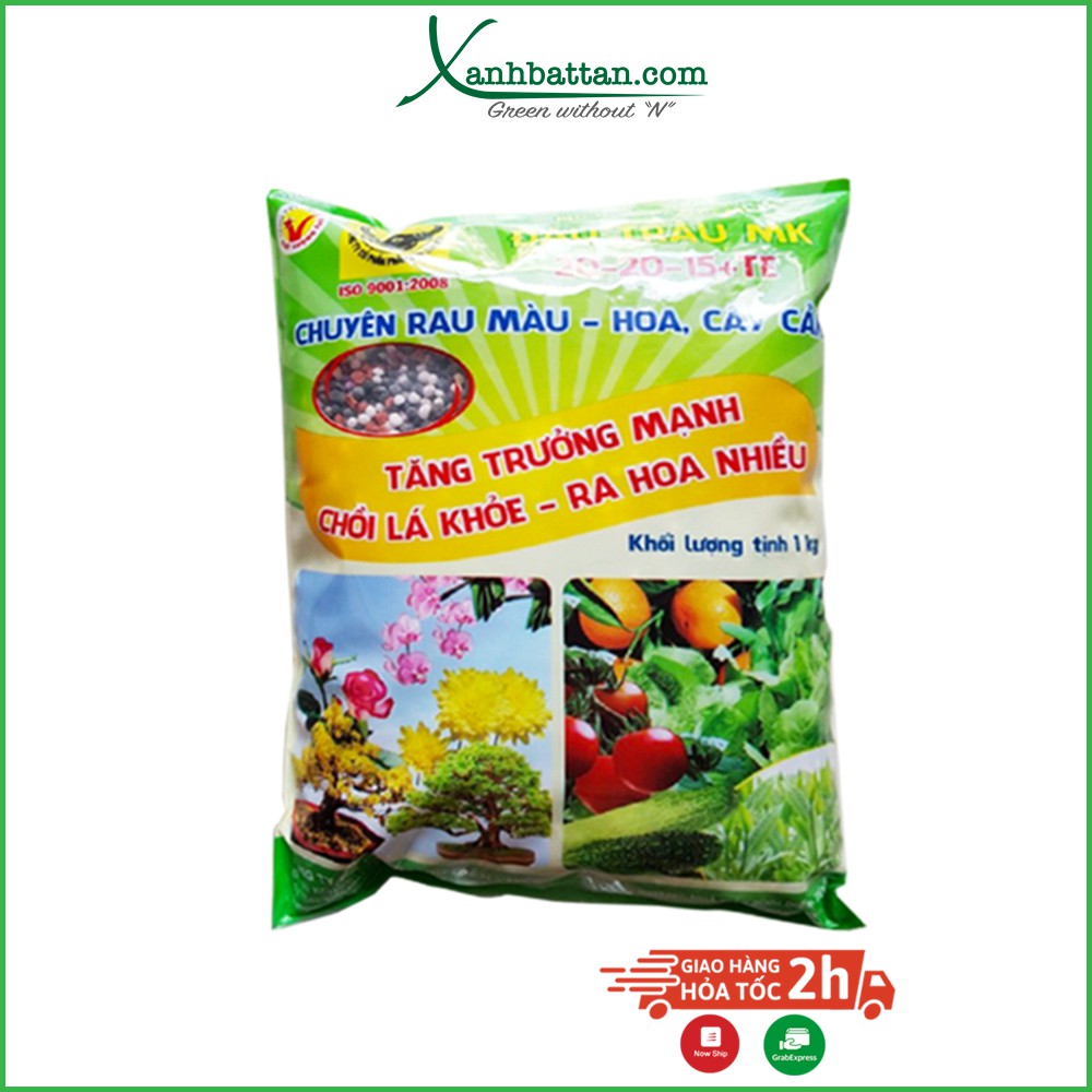 Phân Bón Đầu Trâu BĐ-MK NPK 20 20 15 Chuyên Rau Màu Hoa Cây Cảnh Gói 1 Kg