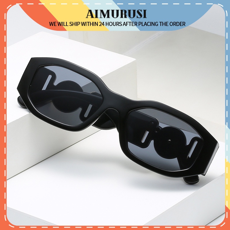 (AIMURUSI) COD Kính Mát Tròng Lá Phong Nhỏ Gọng Kim Loại Hình Lá Phong Đa Giác Phương Phương Tây Cá Tính Xu Hướng Retro