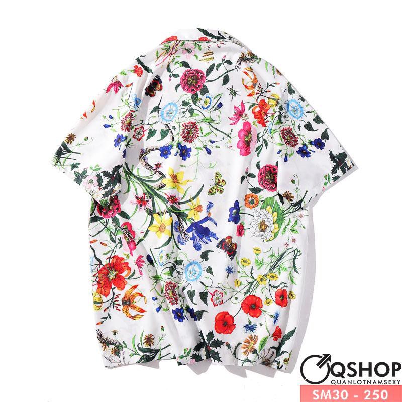 [Sale] Áo sơ mi hoa lá đi biển form rộng SM30