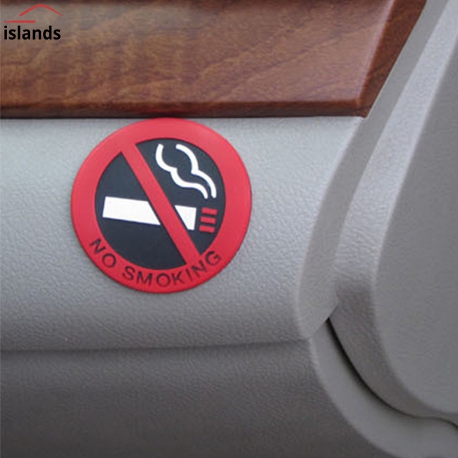 Miếng dán vinyl tròn đỏ phối chữ No Smoking cho xe hơi