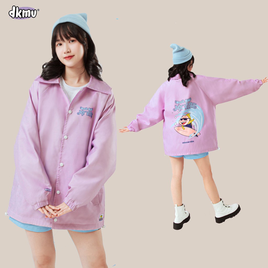 Áo khoác dù nữ form rộng unisex DKMV màu tím - Áo khoác nữ dù Surfing Jacket Violet