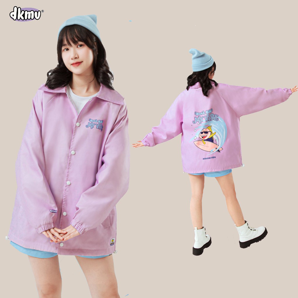 [Tặng_Túi_Tote] Áo khoác dù nữ form rộng unisex DKMV màu tím - Áo khoác nữ dù Surfing Jacket Violet