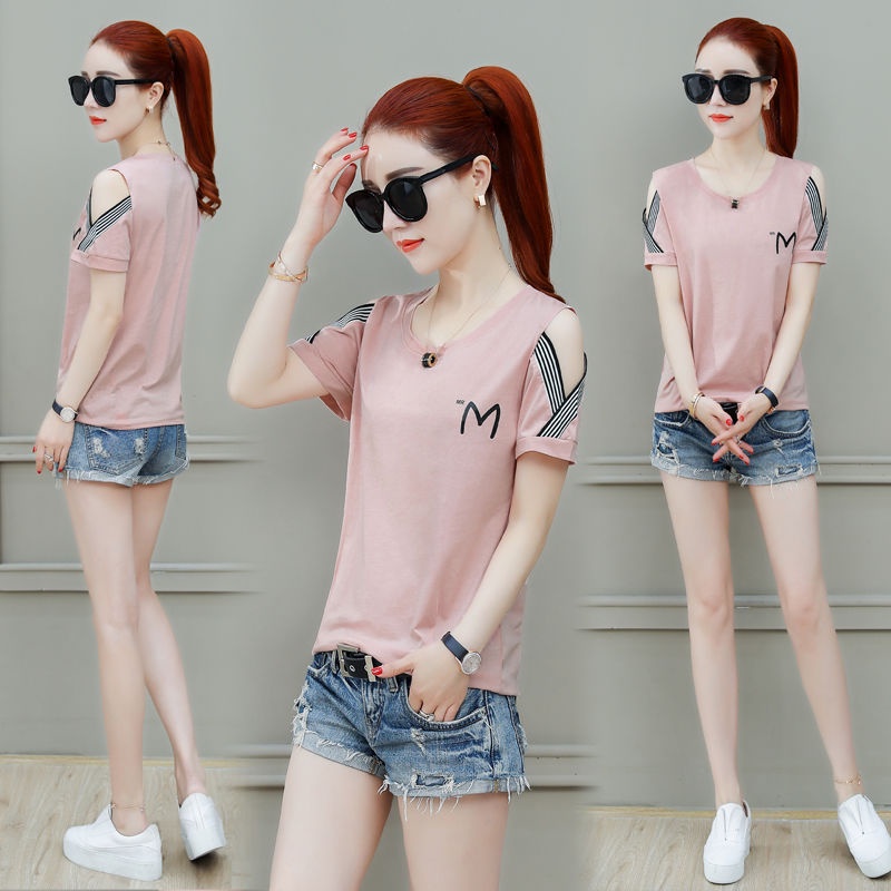Áo Thun Nữ Ngắn Tay Phong Cách Phương Tây Thời Trang Mùa Hè