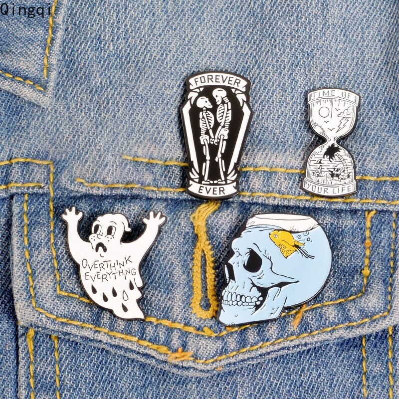 Ghim cài áo Miss Zoe bằng kim loại hình bộ xương nhiều kiểu tùy chọn thời trang cá tính