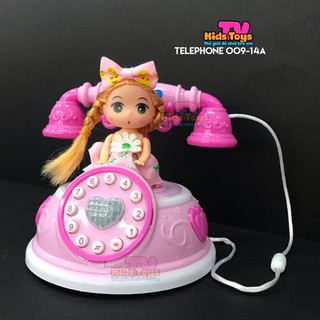 (KÈM QUÀ TẶNG)Đồ chơi điện thoại bàn kiểu dáng cổ cho bé kèm búp bê siêu dễ thương có nhạc, đèn