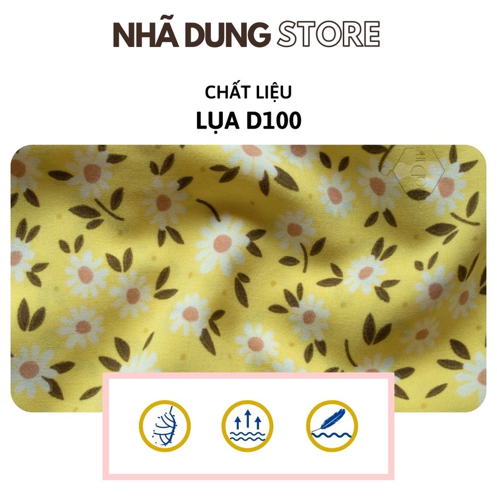 &lt;A01&gt; Đồ bộ nữ mặc nhà quần dài vải lụa cao cấp hoa nhí xinh xắn Nhã Dung Store dưới 65kg