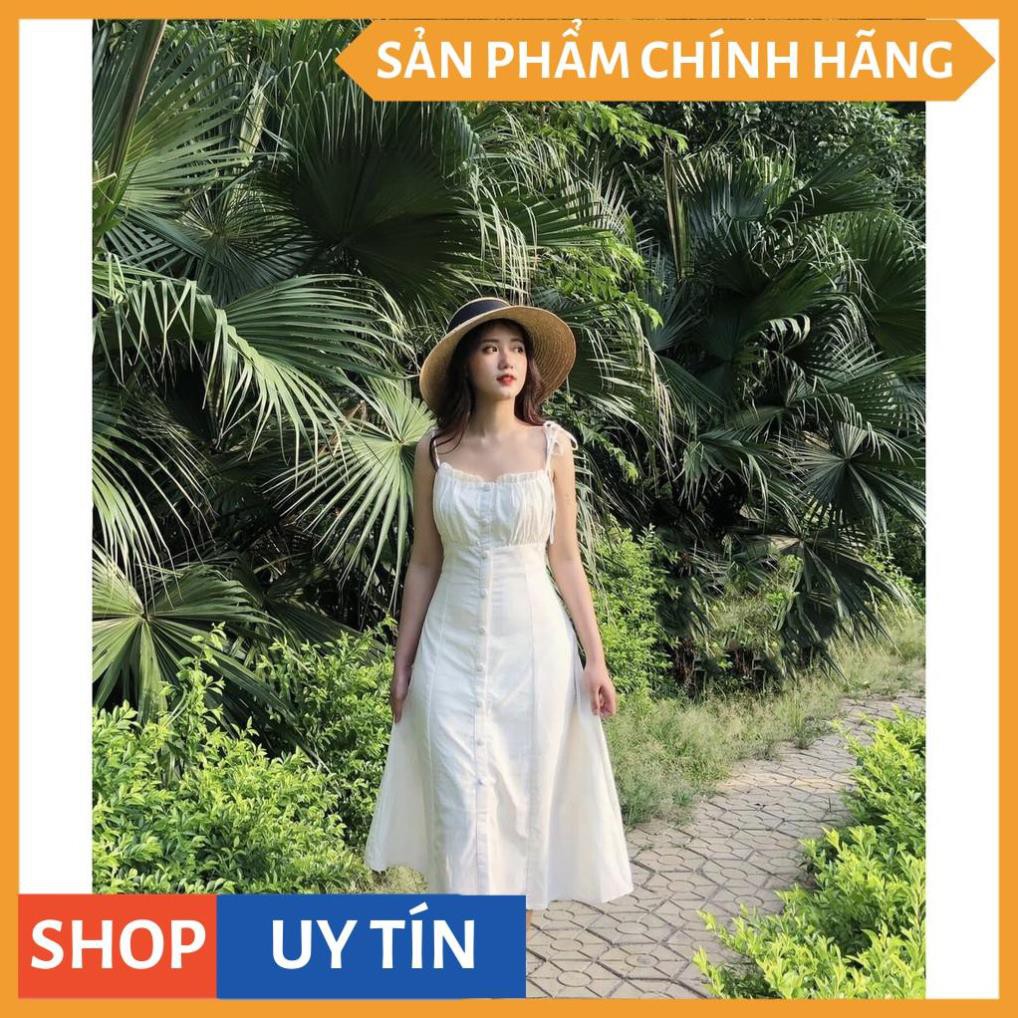 Đầm maxi 2 dây xếp li đi biển vintage | BigBuy360 - bigbuy360.vn