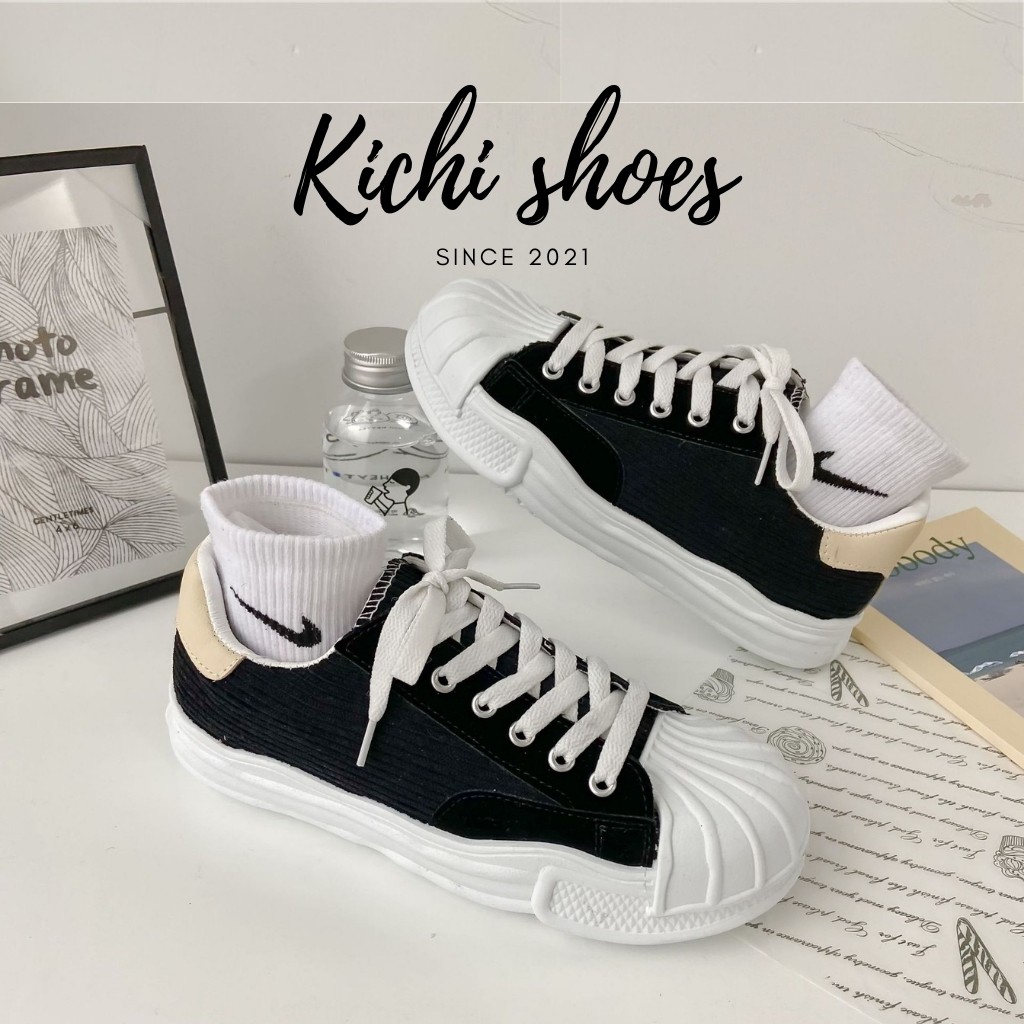 Giày thể thao nữ ulzzang đế nhăn mũi sò phong cách Hàn Quốc mã 930 - Kichi Shoes
