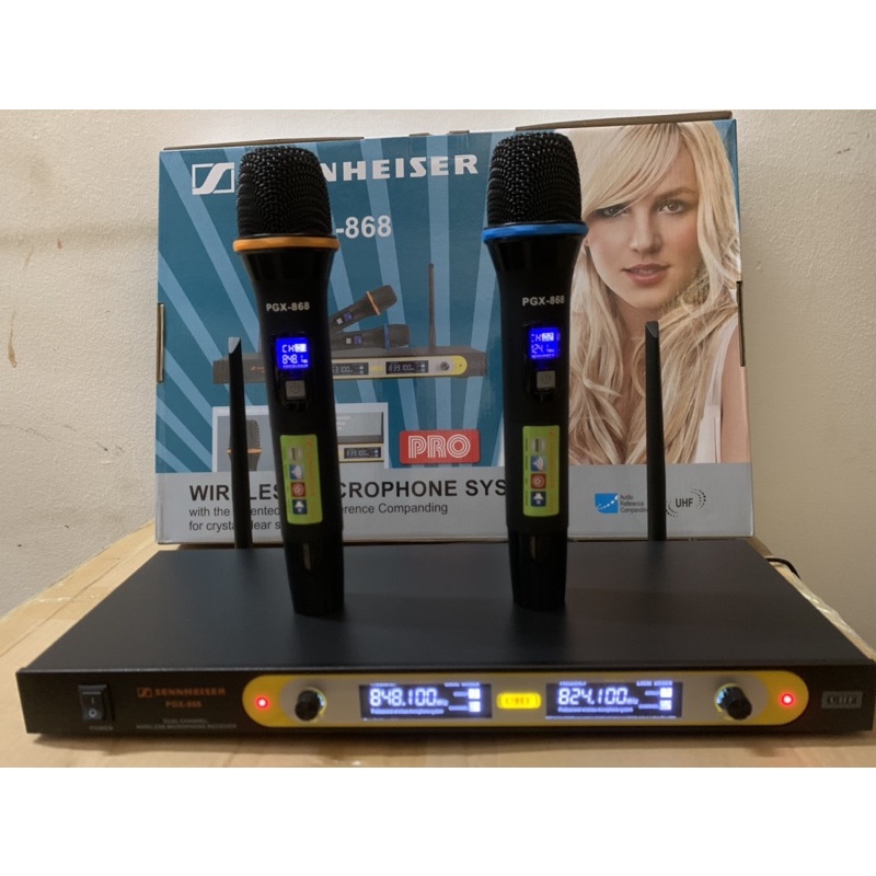 Micro không dây sennheiser pgx868 tay bằng kim loại hộp thu sóng lớn