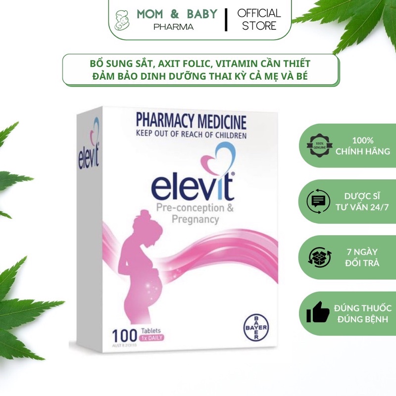 Elevit Bầu - Vitamin Bà Bầu Elevit - Viên Uống Tổng Hợp Cho Bà Bầu (Hộp 100 Viên - Mẫu Mới)