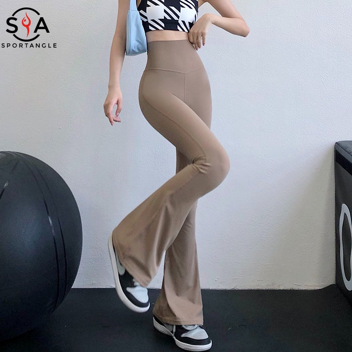 【Sportsangel】Quần Dài Lưng Cao Ống Loe Thời Trang Tập Yoga