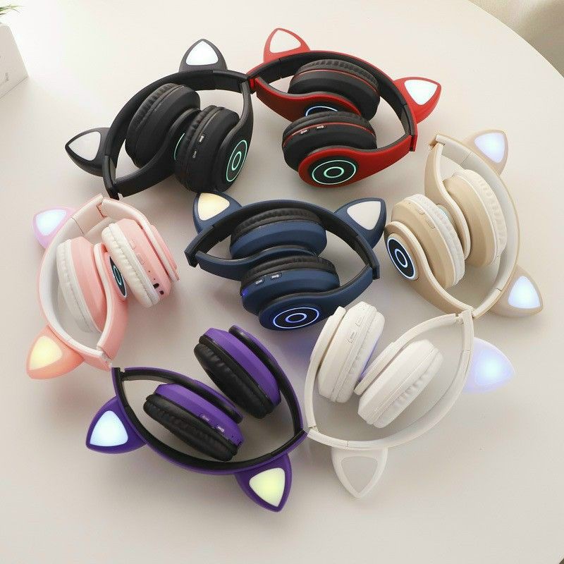 Tai Nghe Mèo Bluetooth 5.0 Cute Phát Sáng.