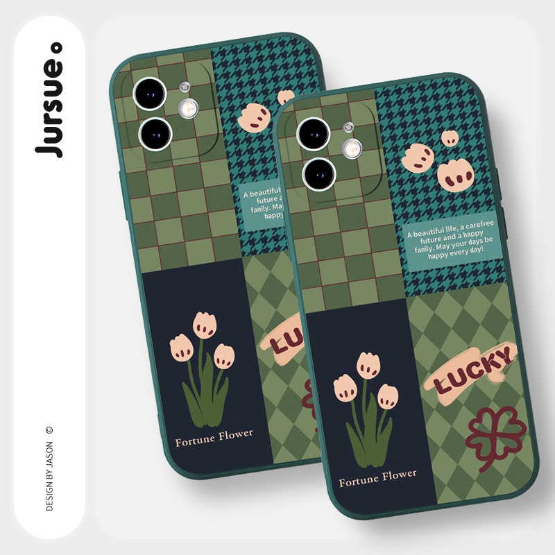 Ốp lưng JURSUE mềm viền vuông chống bẩn hình dễ thương đẹp Cho iPhone 13 12 11 Pro Max SE 2020 X XR XS 8 7 ip 6S 6 Plus Y2124