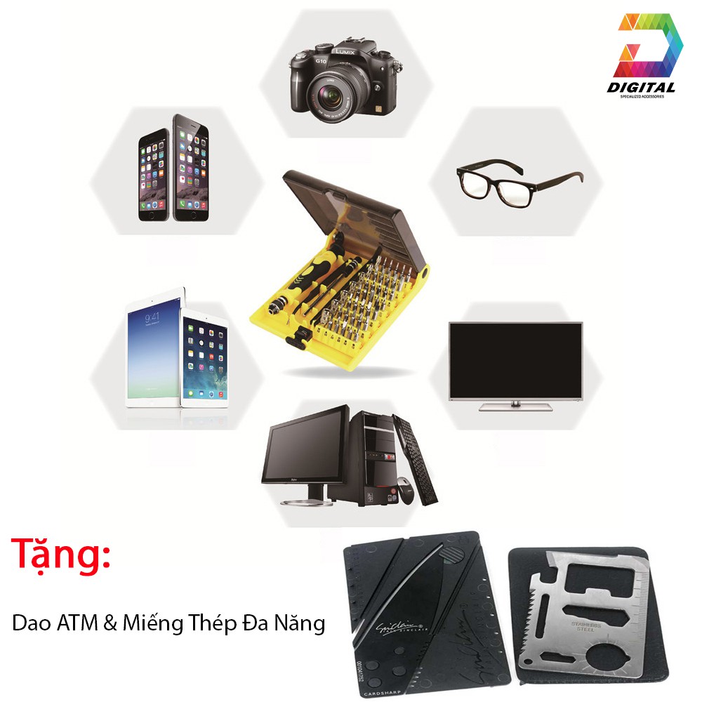 Bộ Vít 45 Món Tặng Dao Atm &amp; Miếng Thép Đa Năng