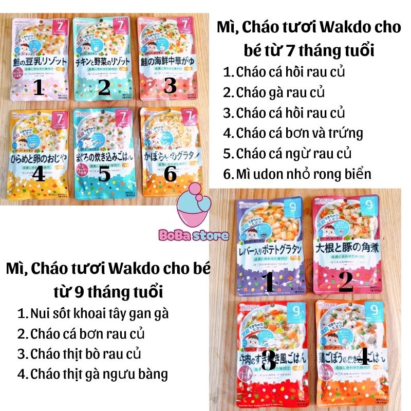 Cháo tươi ăn liền cho bé từ 7tháng tuổi Wakodo - BoBa store