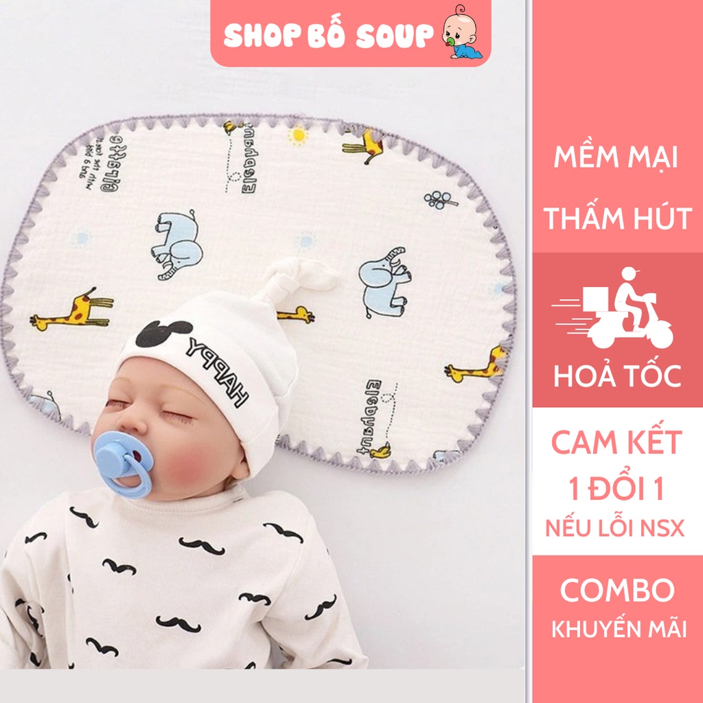 Gối xô sơ sinh cotton 10 lớp mềm mại thấm hút mồ hôi cho trẻ sơ sinh