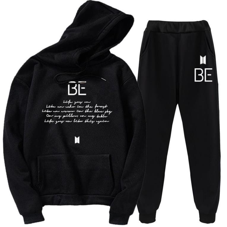 Set Bộ Áo Quần Hoodie Nỉ Ấm BE Trắng Đen Đủ Size