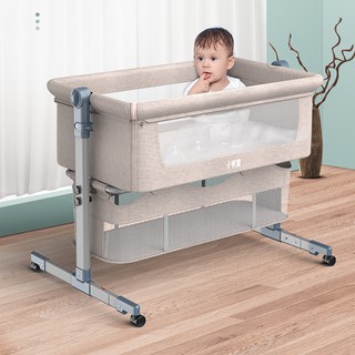 Nôi cũi sơ sinh gấp gọn có thể di chuyển, tặng kèm màn, nệm, giỏ đựng đồ