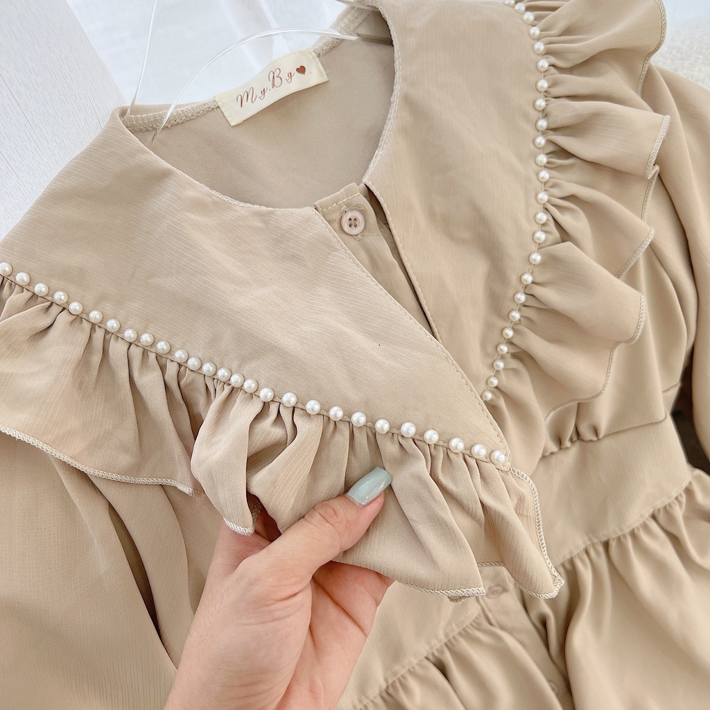 SET ÁO PEPLUM NUDE CỔ BÈO BO EO + SHORT