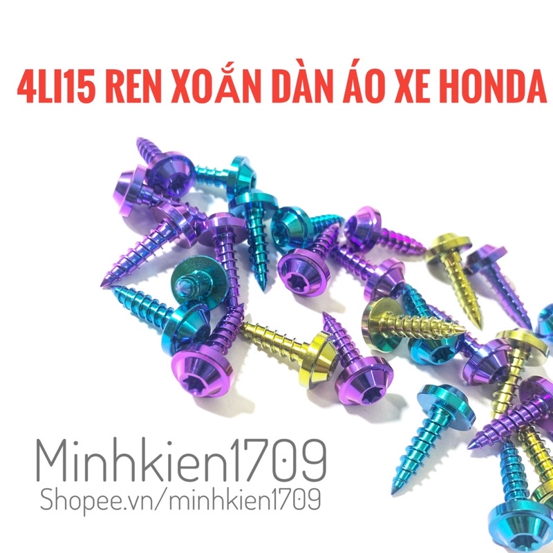 (GR5 XỊN) Ốc titan 4li ren xoắn dàn áo xe honda